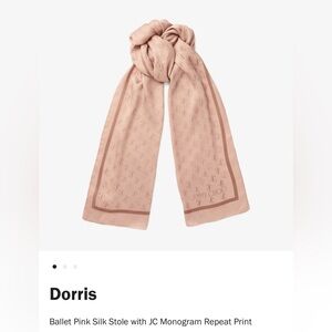 NWT Jimmy Choo Doris ballet pink taupe silk monogram scarf.